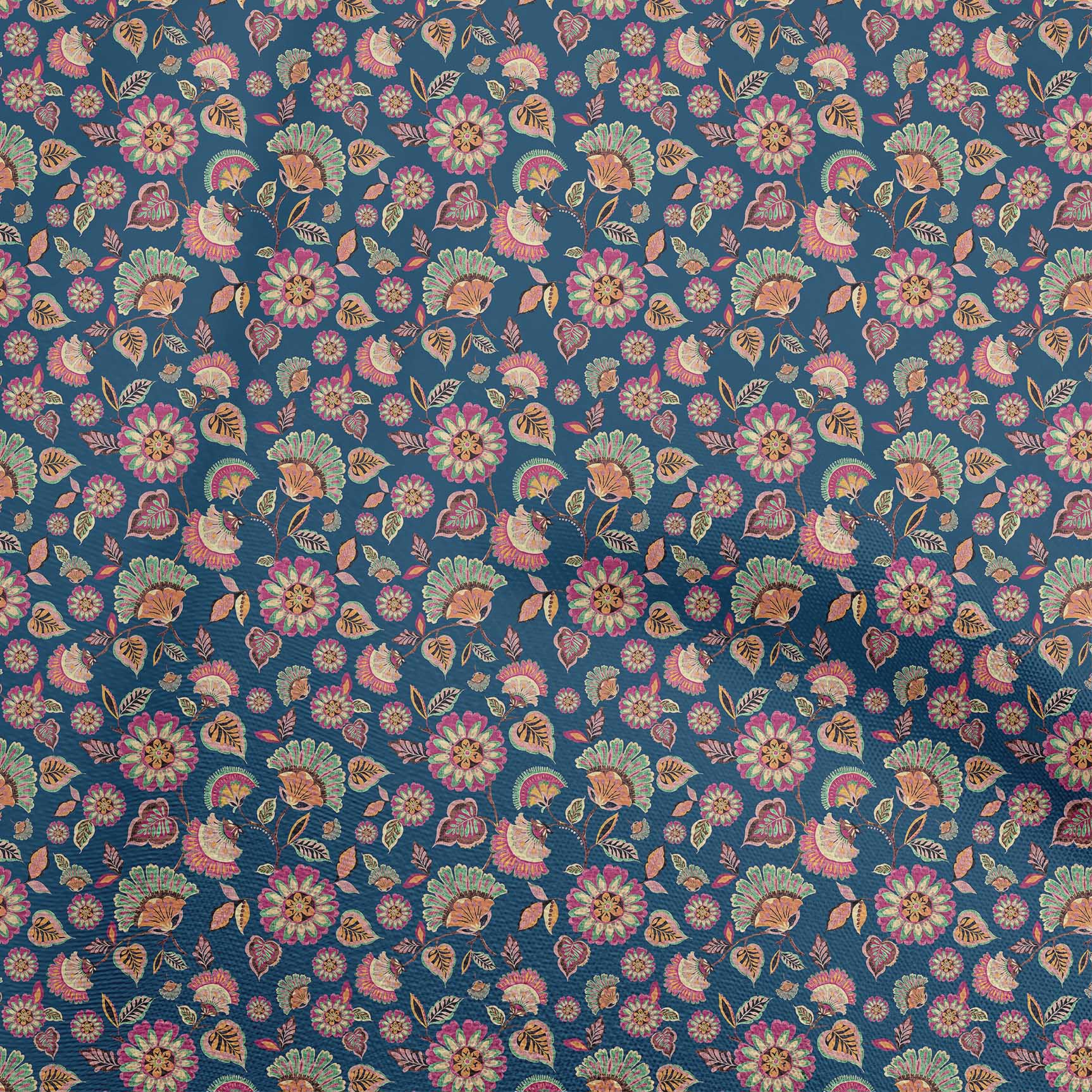 

OneOone Cotton Flex Чорна тканина Азіатська швейна сузані Ремісничі проекти Принти на тканині 40 дюймів 42 Inch Wide - Viscose Chiffon чирок синього кольору