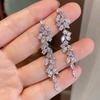 ZAKOL Elegant Sparkling Crystal Tassel Earrings for Women Geometric Hanging Drop Party Wedding Ear Zircon