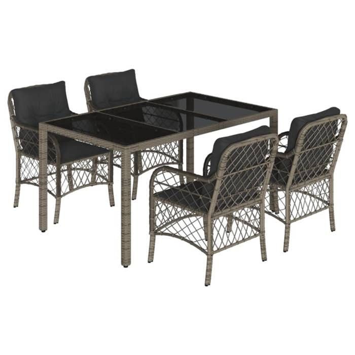 VidaXL Ensemble à Manger de Jardin avec Coussins 5 pcs, Table et Chaises de Patio, Meubles d'Extérieur Terrasse, Moderne, 3212032