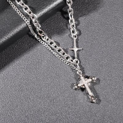 Men's Trendy Hip-Hop Titanium Steel Necklace: Fade-Resistant, Handsome, Unisex Jewelry Accessory.