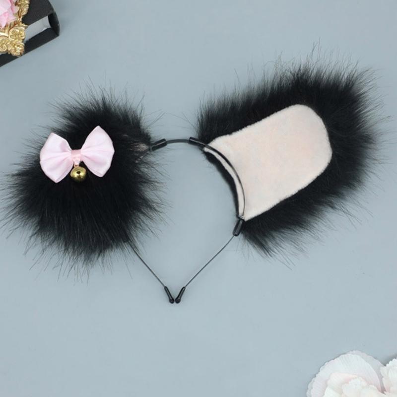 Animal Cosplays Costume Fauxs Furs Dog Cats Foxes Wolf Furry Tail Dog Ear Headbands Halloween Party Costume Accessories