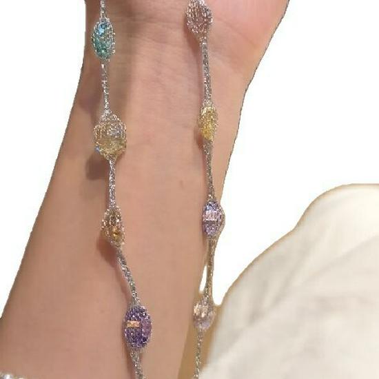 Niche Colorful Candy Beaded Necklace for Women - High-End Dopamine Light Luxury Rainbow Jewelry.