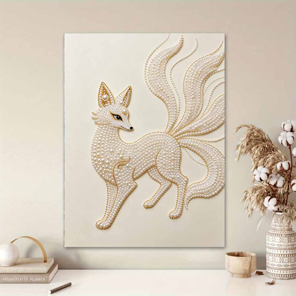 DIY Pearl Diamond Art Painting kits for Adult and Beginners,Exquisite NineTailed Fox Sparkling Painting Craft Home Wall Decor handmade Gift