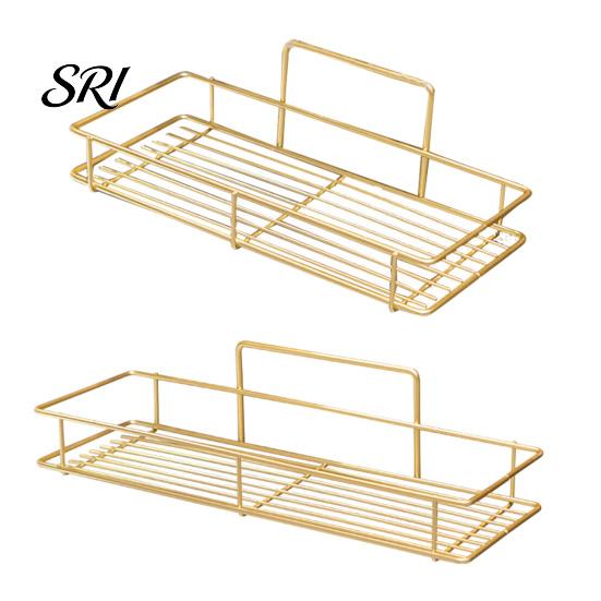 Bathroom Clutter Organizer Adhesive Storage Rack Wall Mounted Large Capacity Stable Load-bearing with Hollow Drainage Anti-Rust for Kitchen