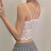 88flix Lace Camisole Bustier Bra Top with Inner Cleavage Cups, Pads, Wireless, (White)