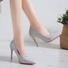 Große Größe 35 45 Damen Prägnant Beflockt Hohe Absätze Pumps Spitze Klassisch Rot Grau Damen Hochzeits Büro Schuhe Eleganter Stiletto Absatz Kleid Pumps