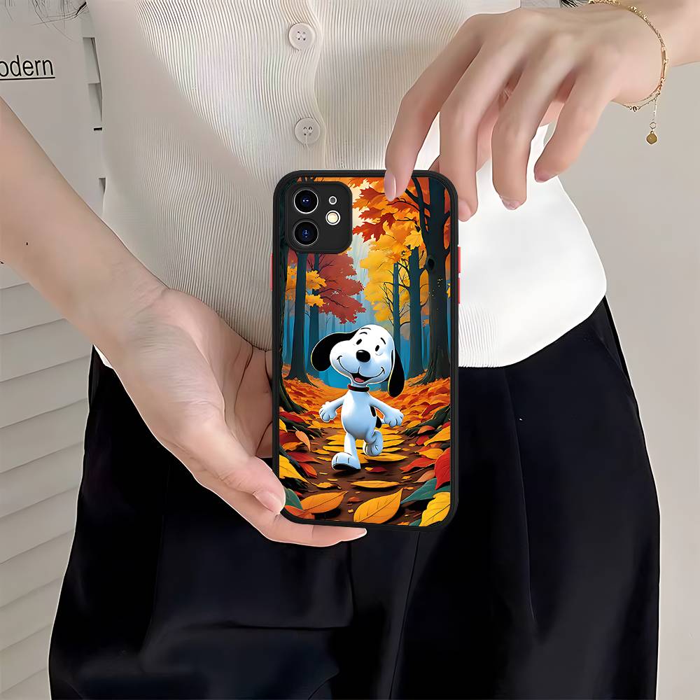 Cute Cartoon S-Snoopys For IPhone 16 15 14 13 12 11 Pro Max X XS MAX Plus Translucent Black Phone Cover