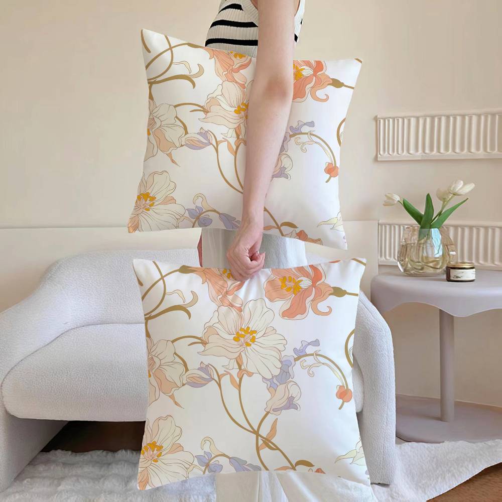 Painting Flowers Pillow Case Anti-dustmite Pillowcase Invisible zipper silky Sofa cushion cover