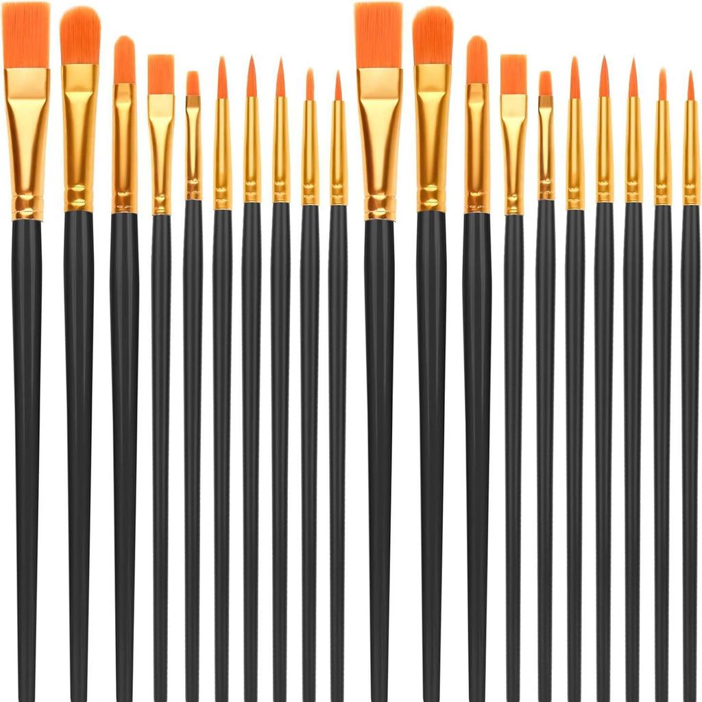 Foreign Trade Nylon Painting Brush Set - 10 Pieces, Red & Blue Handles, Flat Gouache & Oil Brushes