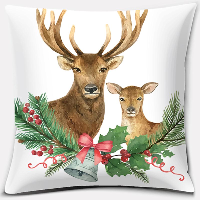 Christmas Deer Pattern Pillowcase Square Pillowcase Home Office Decoration Pillowcase
