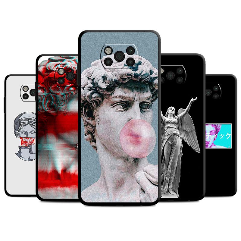 Michelangelo Statue Aesthetic Phone Case For Samsung Galaxy M52 M23 M32 5g M31 M51 M22 M30s M33 M13 M12 M62 Black Silicone Capa