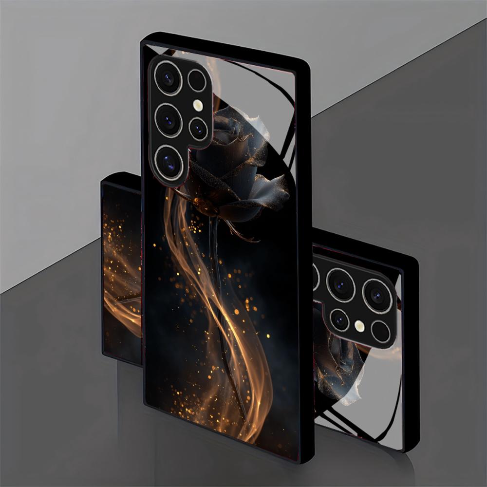 Lusha Blumenmuster Glas Handyhülle für Samsung Galaxy S26 S25 S24 S22 S23 Ultra S21 S20 Plus 5G Rutschfest Vollabdeckung