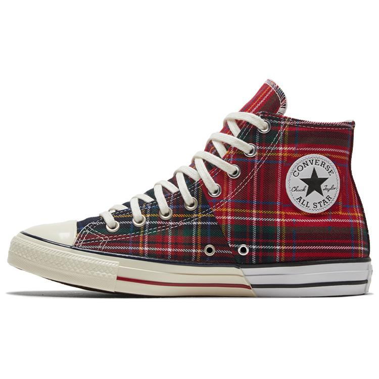 Converse Chuck Taylor All Star Hi Tartan Rot Grün Split Unisex Sneaker Egret 169259C
