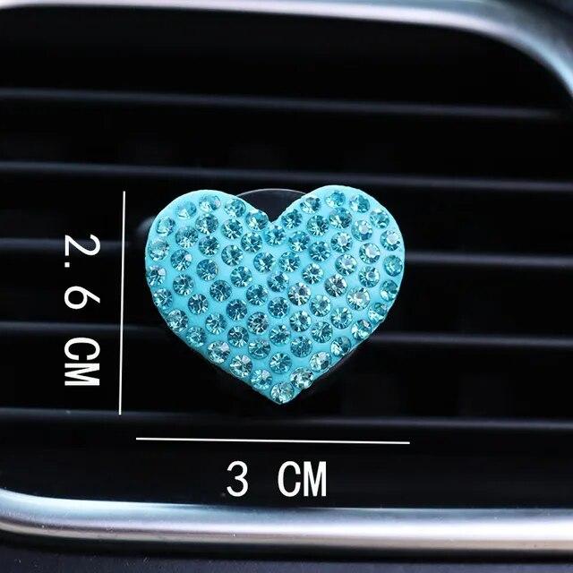 Heart-shaped Car Air Outlet Perfume Clip Rhinestone Car Air Conditioning Air Outlet Perfume Decoration Clip Car Auto Accessories