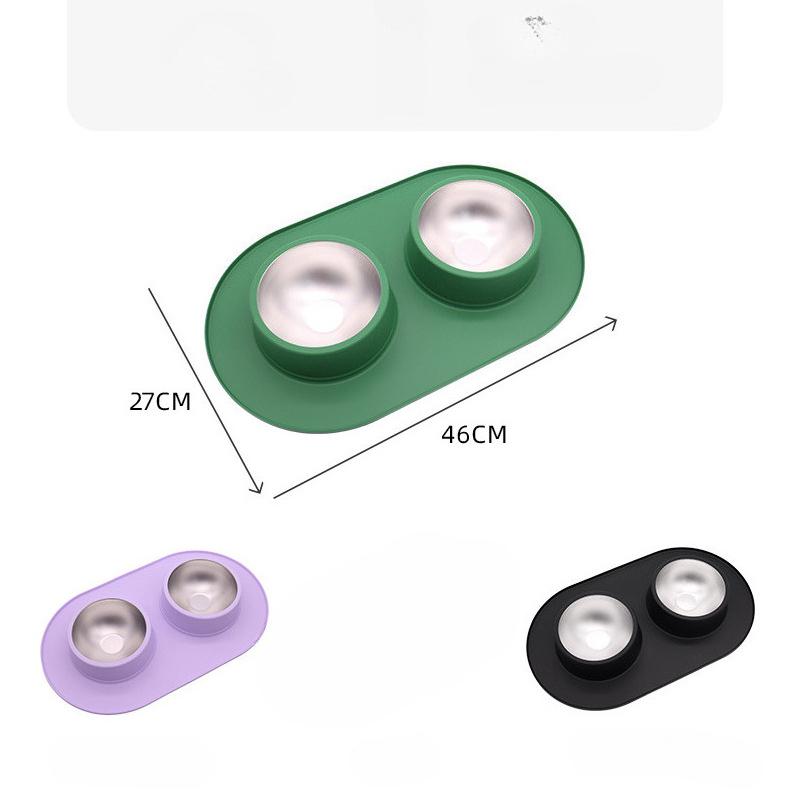 Stainless Steel Double Pet Bowl Set Dog Cat Food Water Feeding Dish Leak Proof Anti Overturning