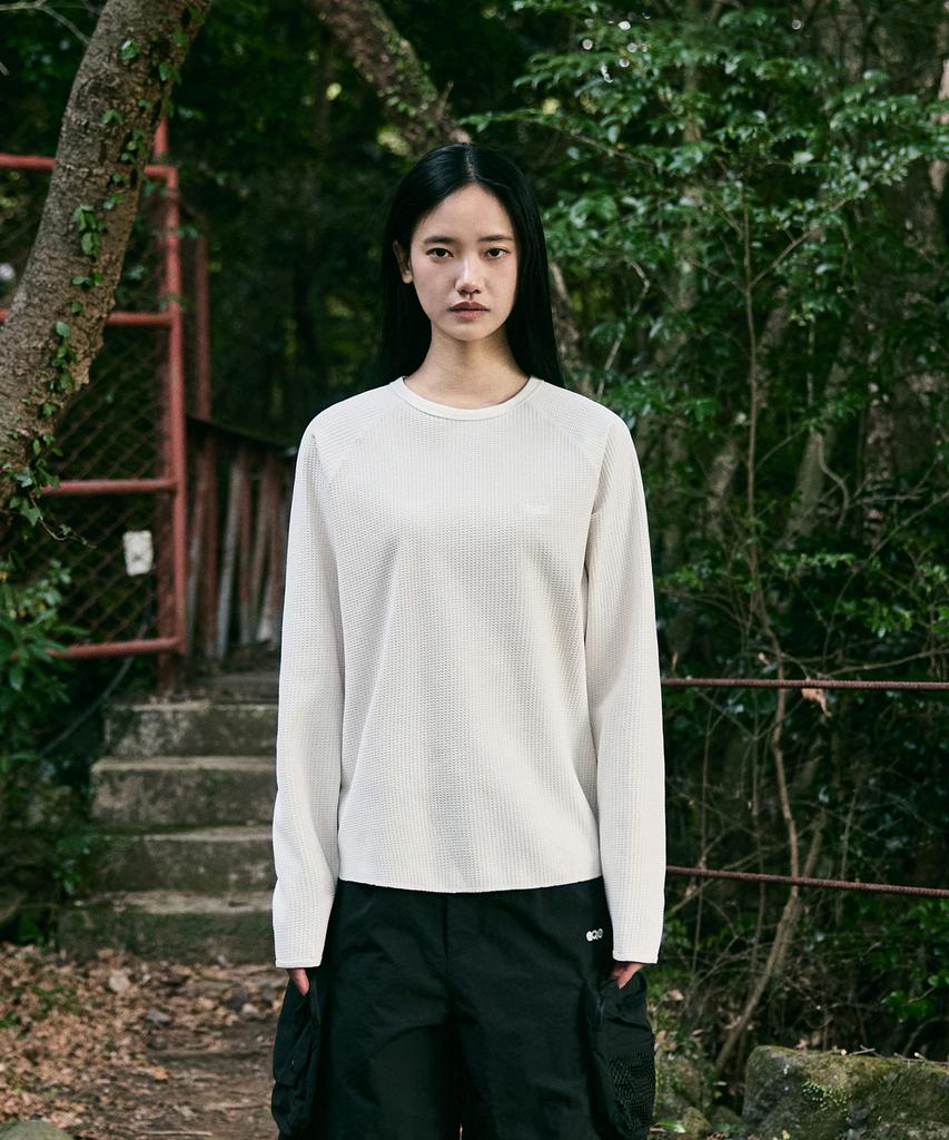 Peullukeu Aqe Waffle Long Sleeve Ivory Flt134