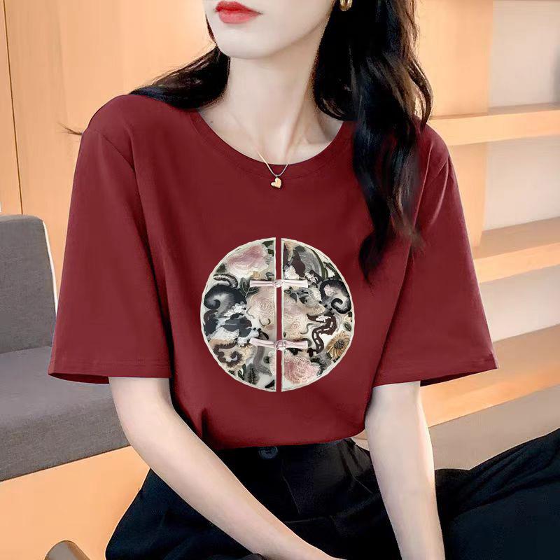 VEZFAA Damenmode Casual Sommer Frühling Kurzarm O-Ausschnitt Blusen & Hemden