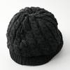 AVIREX Cable Knit Cap with and Winter Knit Black 023 Loose-Fit Brim, Men's Women's Cap, Mix,