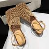 Designer Mesh Women's Sandals Square Toe Heeled Shoes Summer Slippers 2025 Elegant Flip Flops Dress Mujer De Sandalias