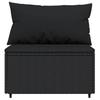 VidaXL Garden Center Sofa with Cushions Black Wicker, Sofa, Garden Sofa, Sectional Center Sofa, 319785
