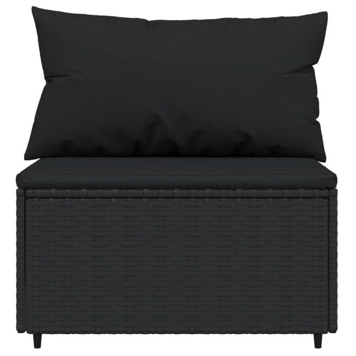 VidaXL Garden Center Sofa with Cushions Black Wicker, Sofa, Garden Sofa, Sectional Center Sofa, 319785