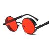 Vintage Steampunk Red Sunglasses Men Round Punk Alloy Metal Retro Sun Glasses Women  Goggles Gothic Style Shades