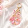 Yousheng Pink Series Keychain Pendant, Sequins Heart Initial Letter Charm Key Chain with Butterfly Tassel Design, Letter A-Z Key Holder for Bag Purse