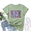 Inspirational Letter Print Cotton Loose Round Neck Short Sleeved Women's T-shirts