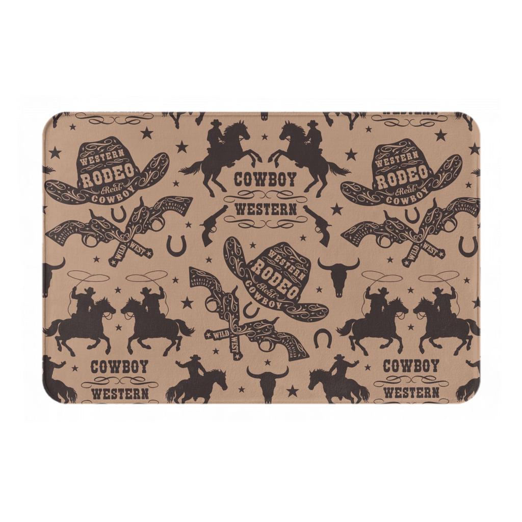 Western Cowboy Pattern Doormat Non-Slip Bathroom Kitchen Mat Bedroom Balcony Door Floor Entrance Carpet Rug