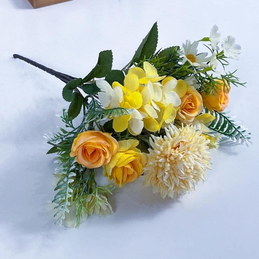 Peony & Daisy Silk Bouquet: 7-Fork Faux Flowers for Home Decoration