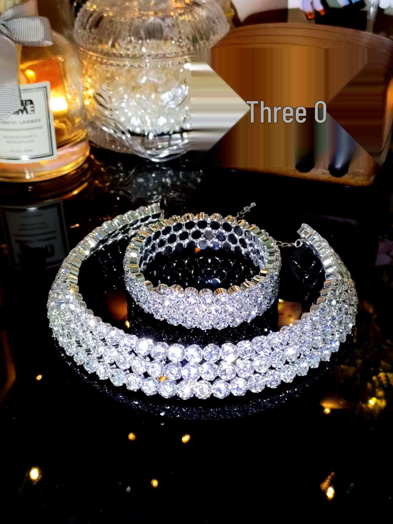 

Crystal Choker Necklace & Earring Set with Rhinestone Bangle