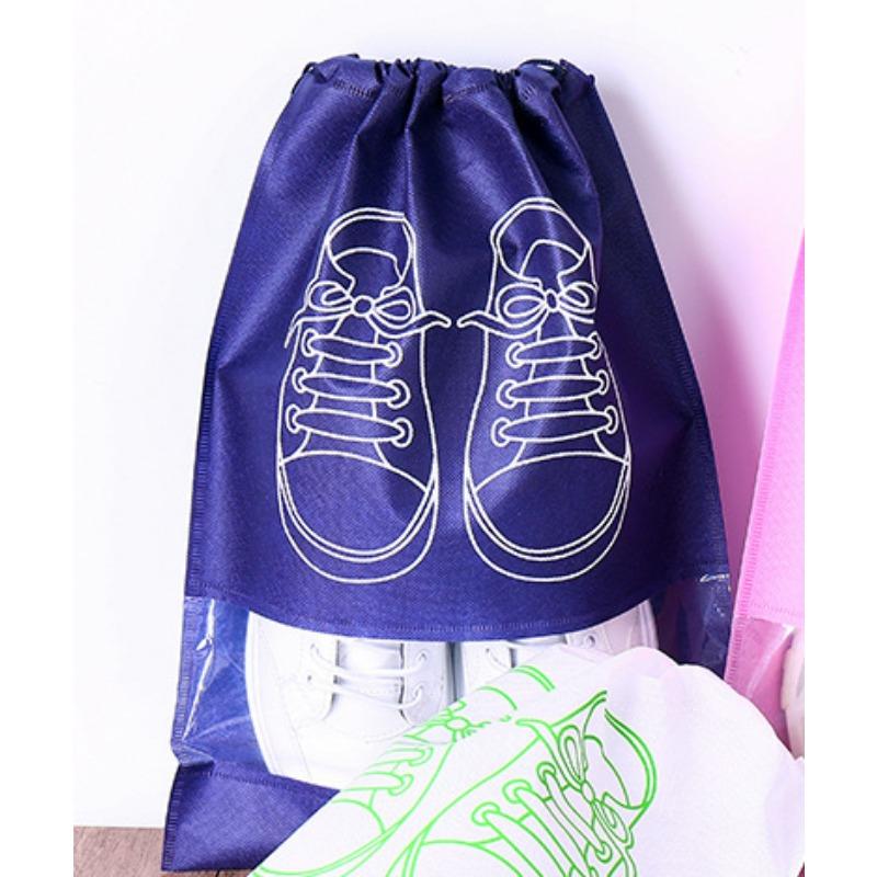 

Сумка для обуви из нетканого материала Сумка для хранения обуви Сумка для обуви с завязками и карманами Пыльник Дорожная сумка для обуви big темно-синий