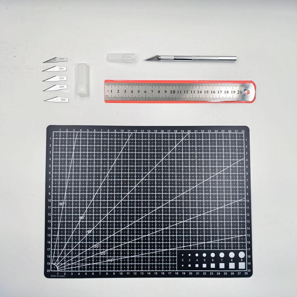 A3/A4/A5 Cutting Board & Stationery Set: Engraving Pen, Ruler, Carving Knife, Mat Board - Multi-piece Handmade Craft Kit