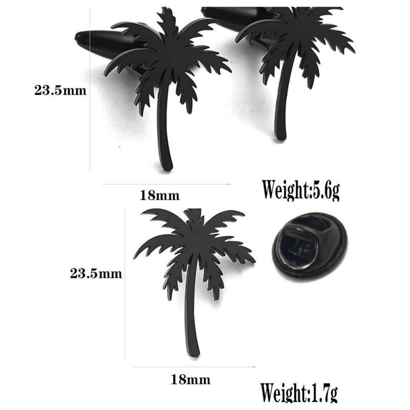 Three Dimensional Coconut Tree Brooch Cufflinks Creative Personality Simple Versatile Cutting Accessories Jewelry