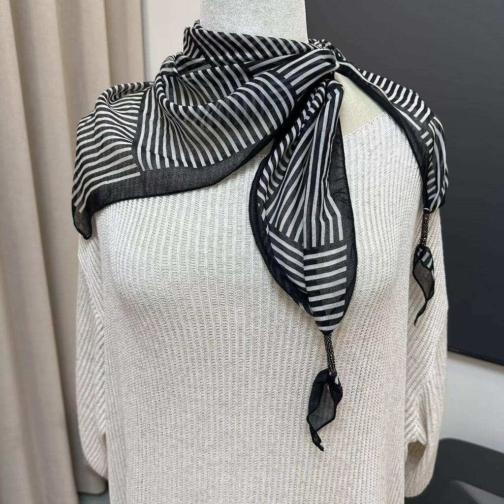 Premium Women's Summer Cotton & Linen Triangle Scarf - Versatile Lightweight Shawl