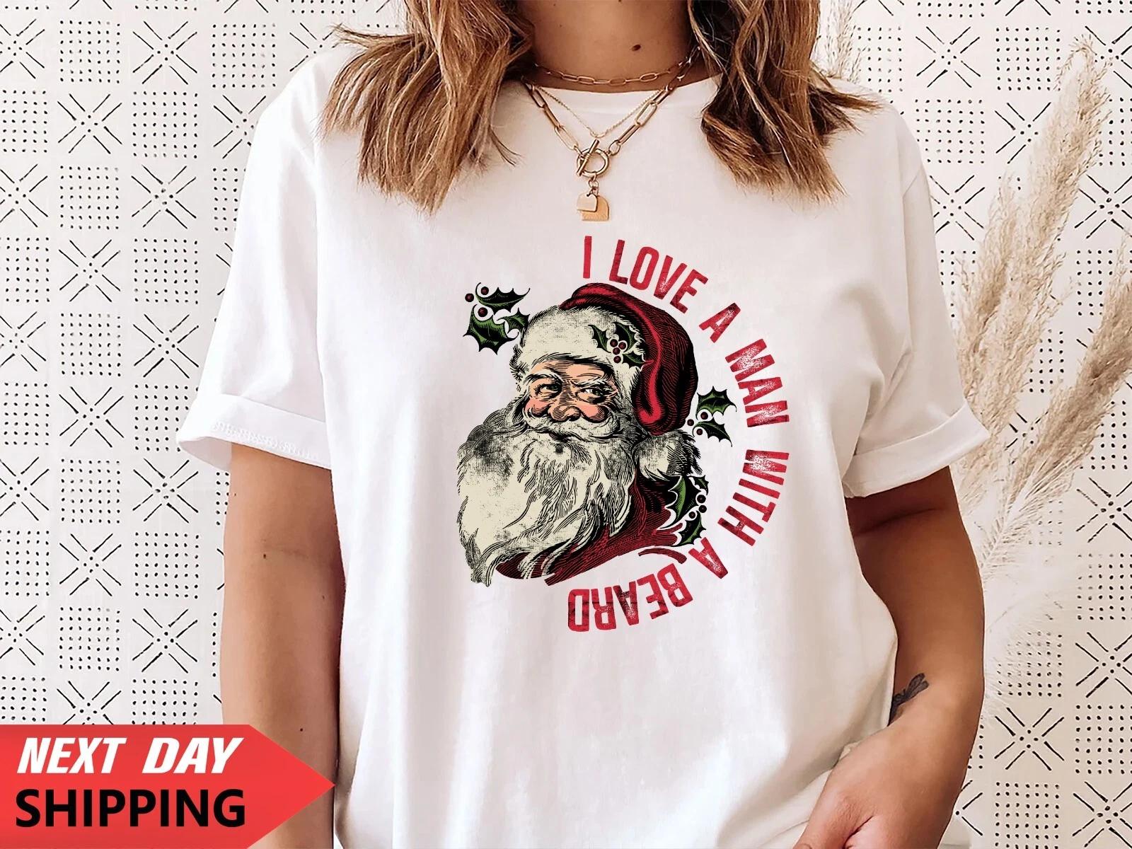 Christmas T-Shirt Novelty Funny Santa Reindeer Xmas Gift Tshirt Top, Beard Man S