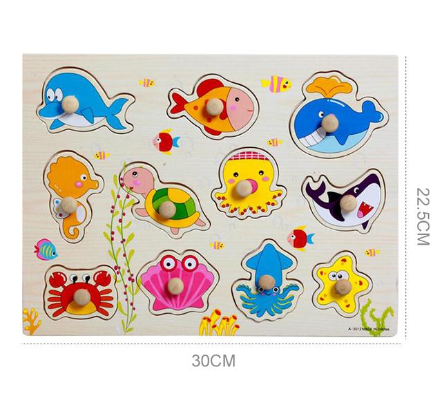 Wooden Baby Grab Board Animal Insects Montessori Puzzle Early Education Toys Originality Shape Pairing Mushroom Nail Puzzle TMZ