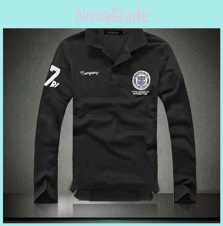 Trendy Urban Men's Slim Fit Long Sleeve Polo Shirt Casual Cotton Top