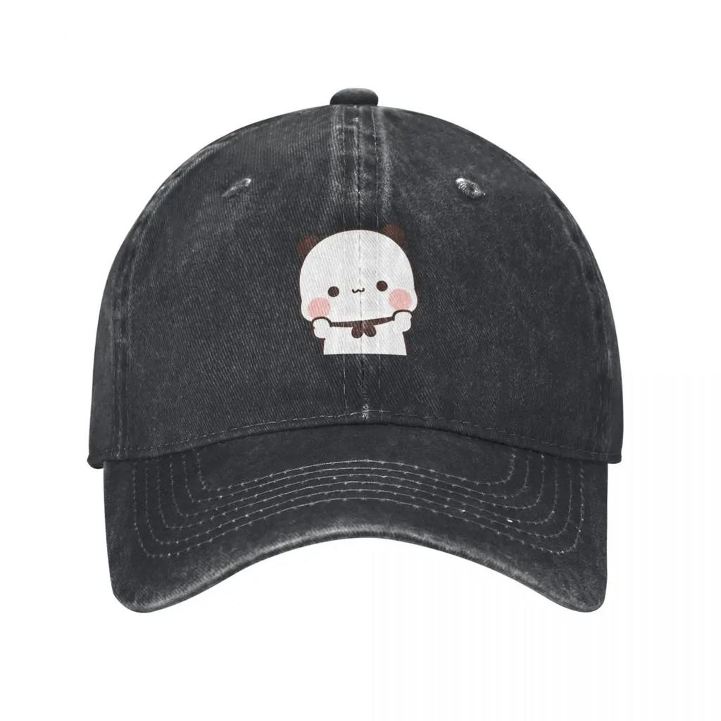 Cute BuBu Panda saying Hello to you Baseball Cap Hat Beach Hat Unisex sun caps designer cap Unisexs Caps Womens