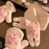 Cute cartoon star gloves girl heart thickened fluffy plush warm finger driving scarf