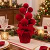 Artificial Pine Branches and Berries Red Christmas Ball Potted Plant  Desktop