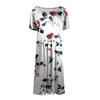 Women's Loose Casual And Fashionable Round Neck Short Sleeved Printed Mid Length Dress