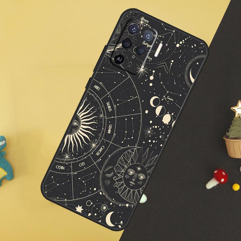 Sun Moons Star Signs Celestial Case For Oppo A60 A80 A40 A15 A16 A17 A57 A94 A74 A54 A76 A96 A18 A38 A58 A78 A98 A5 A6 Pro