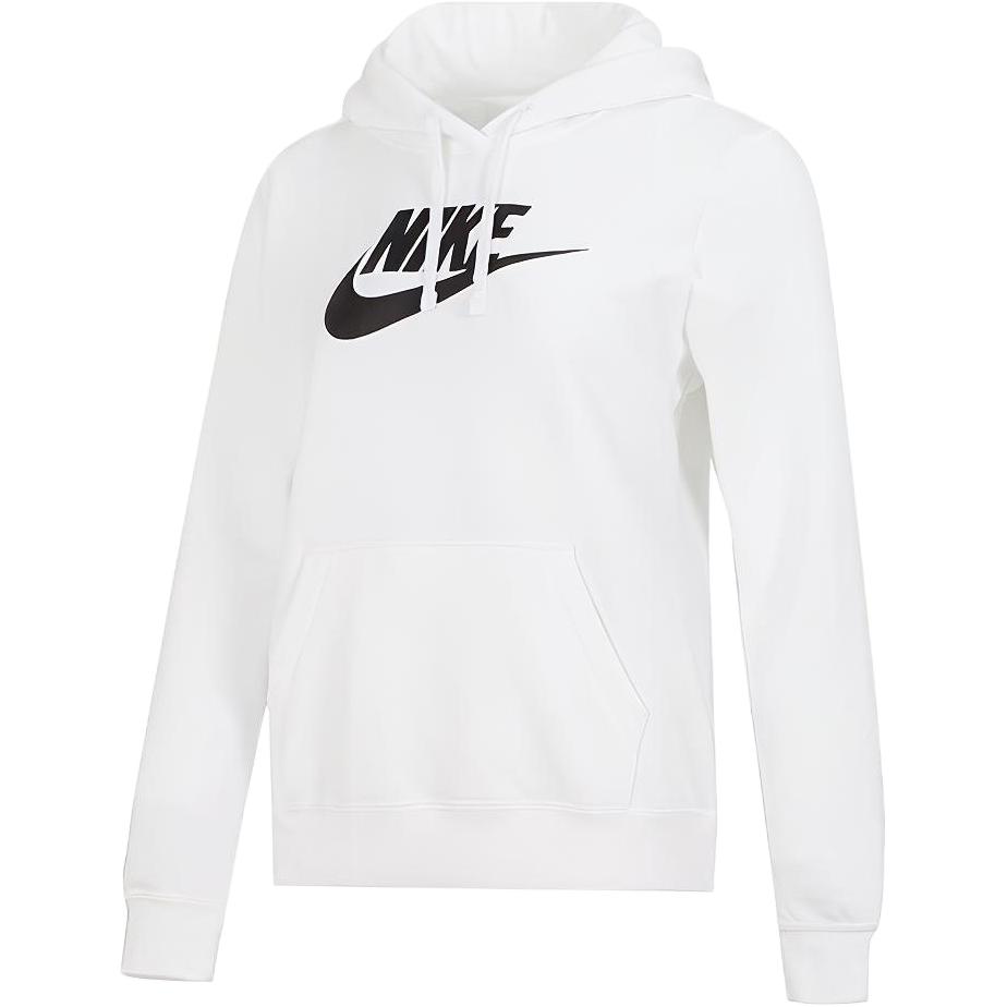 Nike Sportswear Club Fleece Graphic Standard Fit Pullover Hoodie Women Tops White DQ5776-100