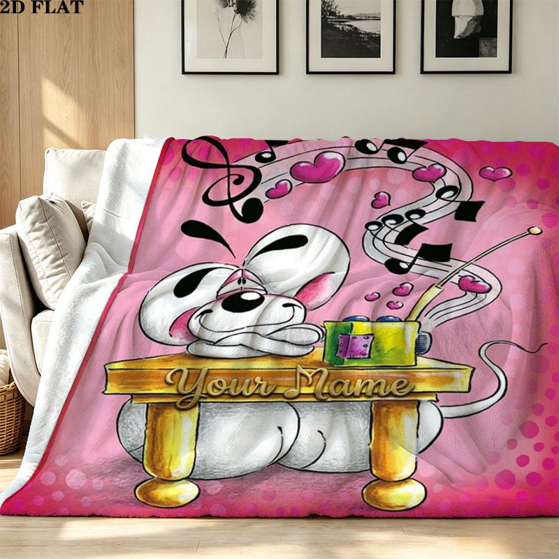 1PC Diddl Custom Name Patterned Flannel Blanket Suitable For All Seasons for Home Decor Warmth and Comfort Gifts Holiday Present