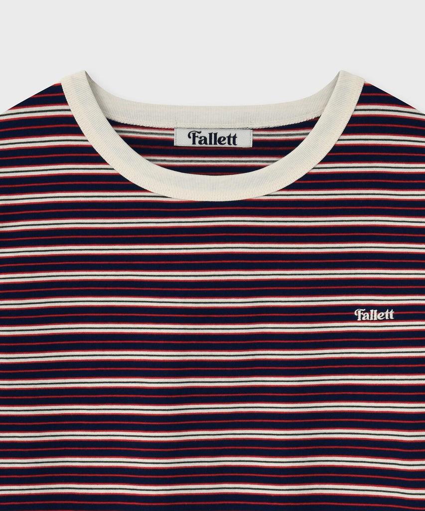 FALLETT Striped Slim Fit Short Sleeve T-Shirt Navy