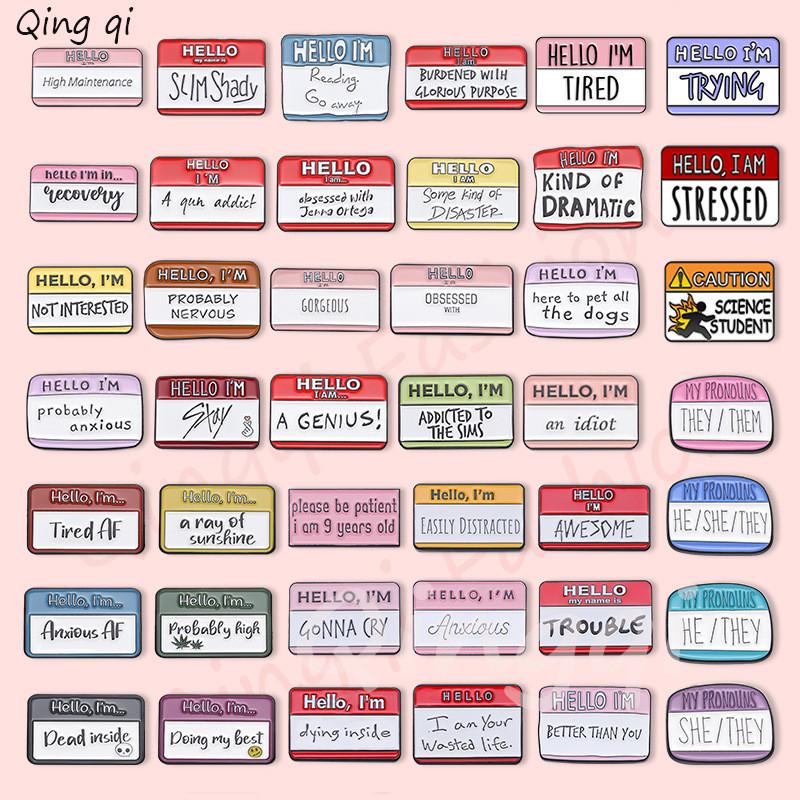 Creative Colorful Letter Badge Set Adorable Metal Brooches For Charming Accessories