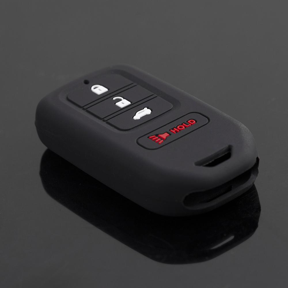 1 PC Black 4 Button Silicone Car Key Case Cover for Honda Accord EX EXL Civic Crv Hrv Pilot Ridgeline 2016 -2018 Pocketor