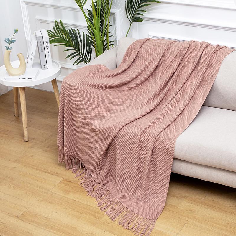 Bohemian Knitted Throw Blanket for Bed, Sofa, or Office Nap