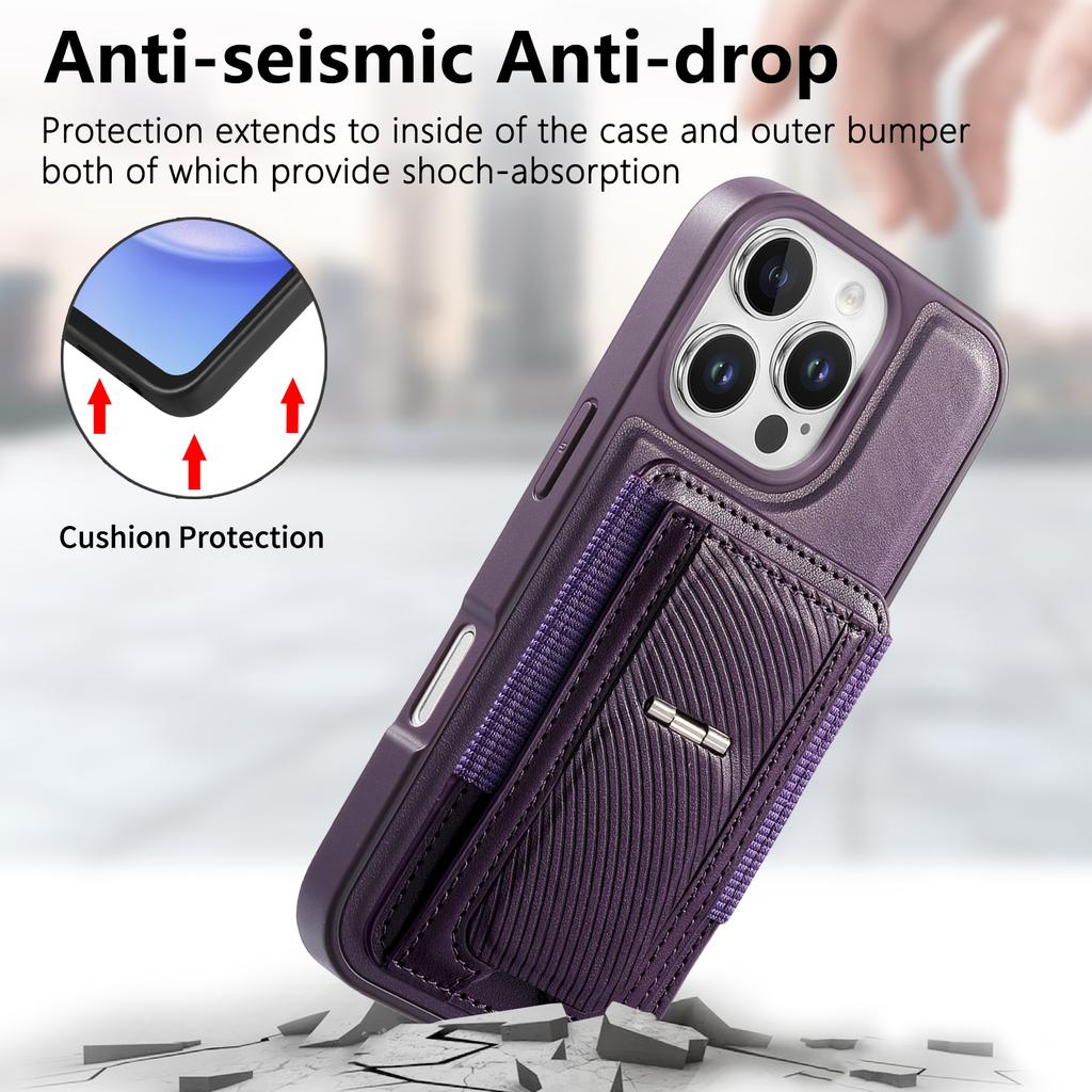 CASENEO For iPhone 16 Pro Case with Foldable Kickstand TPU PU Leather PC Card Bag Magnetic Phone Cover  Compatible with MagSafe